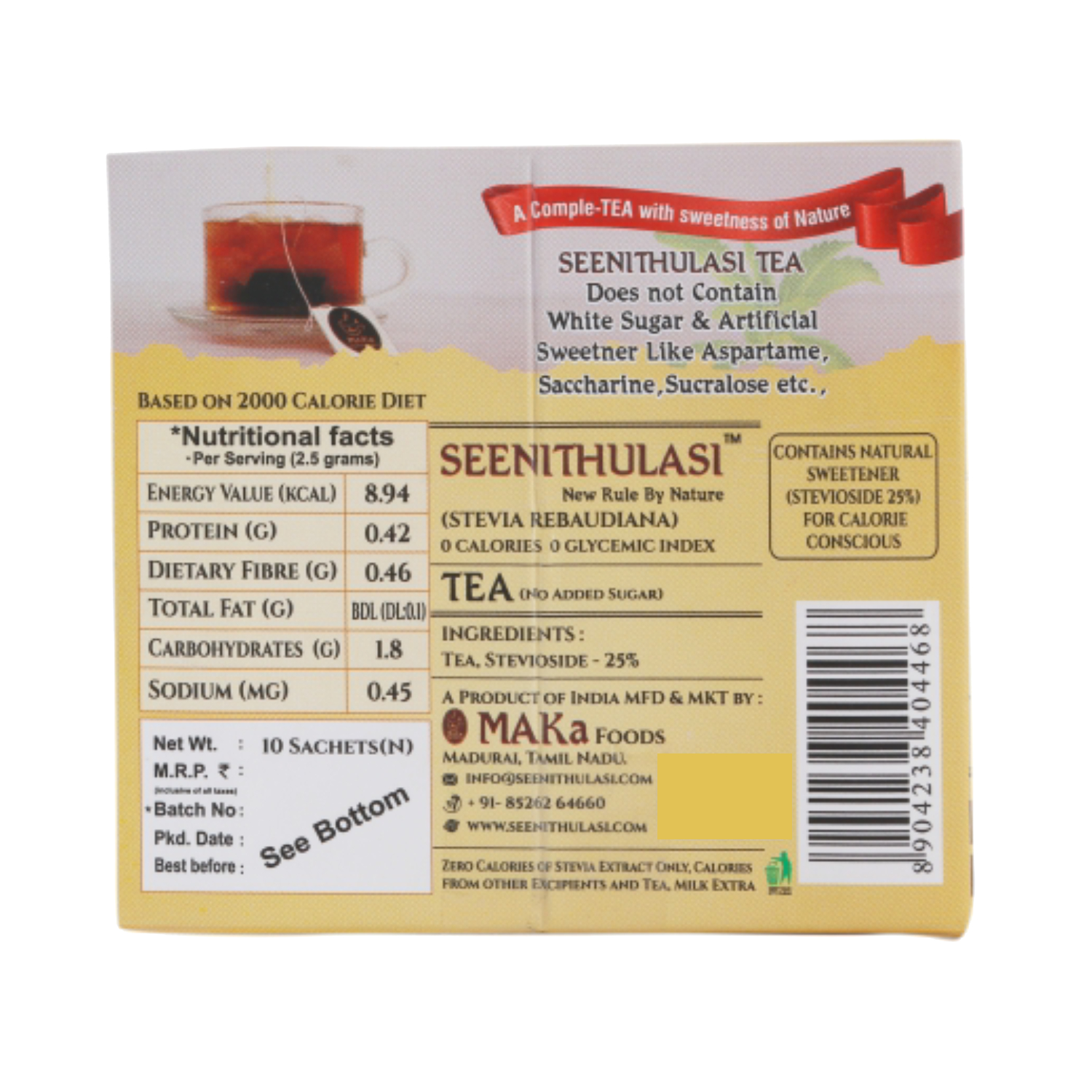 Seeni thulasi tea| Stevia in Tea| Stevia tea bags| best stevia tea brand- 50 gm Stevia in tea bags - Image 2